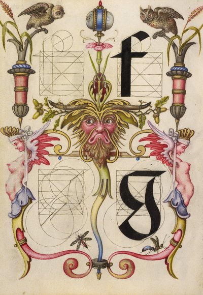 Guide pour la construction des lettres f et g - Joris Hoefnagel